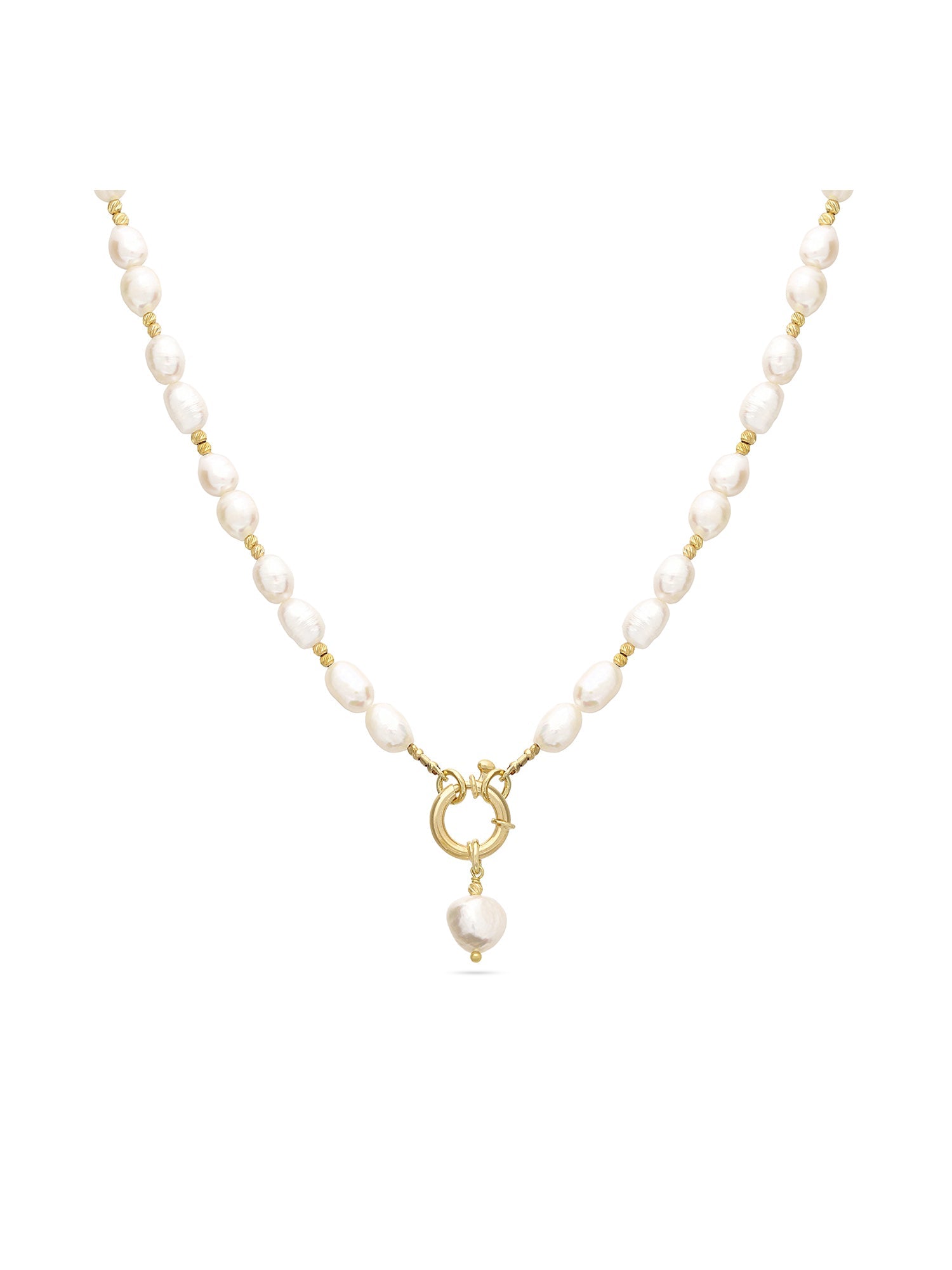 Gold-plated pearl necklace with pendant